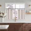 NICETOWN Taupe Plaid Print Linen Gingham Curtains 96 inches Long(Grid Pattern | White)