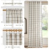 NICETOWN Taupe Plaid Print Linen Gingham Curtains 96 inches Long(Grid Pattern | White)