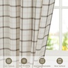 NICETOWN Taupe Plaid Print Linen Gingham Curtains 96 inches Long(Grid Pattern | White)