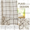 NICETOWN Taupe Plaid Print Linen Gingham Curtains 96 inches Long(Grid Pattern | White)
