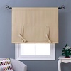 NICETOWN Thermal Insulated Blackout Short Curtain – Bathroom Curtain Gray Tie Up Shade for Small Window, Window Valance Balloon Roman Blind (Rod Pocket Panel, 46 inches W x 63 inches L)(Cream Beige)