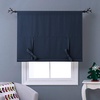 NICETOWN Thermal Insulated Blackout Short Curtain – Bathroom Curtain Gray Tie Up Shade for Small Window, Window Valance Balloon Roman Blind (Rod Pocket Panel, 46 inches W x 63 inches L)(Navy)