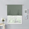 NICETOWN Thermal Insulated Blackout Short Curtain – Bathroom Curtain Gray Tie Up Shade for Small Window, Window Valance Balloon Roman Blind (Rod Pocket Panel, 46 inches W x 63 inches L)(Greyish Green)