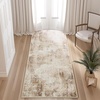 NICETOWN 8×10 Ultra-Thin Brown Oriental Rug for Bedroom, Tumble Washable Area Rugs 8×10, Boho Non-Slip Vintage Living Room Rugs, Oriental Carpet Entrance for Kitchen, Laundry, Bathroom, Bedroom(Sandy Yellow)