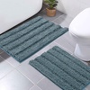 NICETOWN Black Bathroom Floor Mat, Anti-Slip Soft Living Room Bedroom Mat Floor Water Absorbent, Low-Profile Rug Doormat for Entry, Mud Room Mat, Back Door, High Traffic Areas (47 x 24 – inches)(Stone Blue)