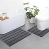 NICETOWN Grey Bathroom Contour Rug Sets, Extra Thick Bath Rugs for Bathroom, Soft Plush Chenille Shaggy Bath Mats, Living Room Bedroom Mats, Water Absorbent Floor Carpets (20 x 32 Plus 24 x 24 U)