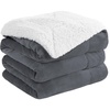 NICETOWN Grey Fleece Twin Blanket – 300GSM Soft Lightweight Plush Cozy Twin Blankets for Bed, Sofa, Couch, Travel, Camping, 60×80 inches(Sherpa & Fleece – Dark Grey)