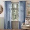 NICETOWN Taupe Plaid Print Linen Gingham Curtains 96 inches Long(Grid Pattern | Seafoam Blue)