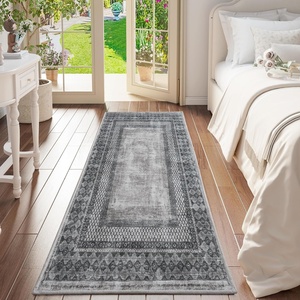 NICETOWN 8×10 Ultra-Thin Brown Oriental Rug for Bedroom, Tumble Washable Area Rugs 8×10, Boho Non-Slip Vintage Living Room Rugs, Oriental Carpet Entrance for Kitchen, Laundry, Bathroom, Bedroom(Grey)