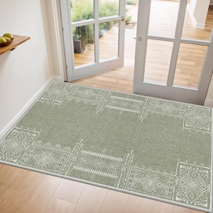 NICETOWN 8×10 Ultra-Thin Brown Oriental Rug for Bedroom, Tumble Washable Area Rugs 8×10, Boho Non-Slip Vintage Living Room Rugs, Oriental Carpet Entrance for Kitchen, Laundry, Bathroom, Bedroom(Sage Green)