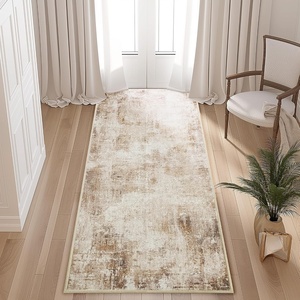 NICETOWN 8×10 Ultra-Thin Brown Oriental Rug for Bedroom, Tumble Washable Area Rugs 8×10, Boho Non-Slip Vintage Living Room Rugs, Oriental Carpet Entrance for Kitchen, Laundry, Bathroom, Bedroom(Sandy Yellow)