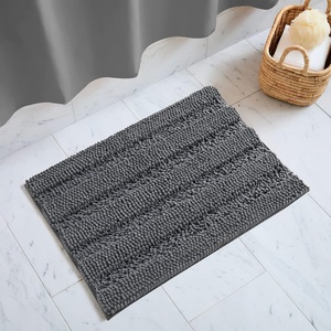 NICETOWN Black Bathroom Floor Mat, Anti-Slip Soft Living Room Bedroom Mat Floor Water Absorbent, Low-Profile Rug Doormat for Entry, Mud Room Mat, Back Door, High Traffic Areas (47 x 24 – inches)(Grey)