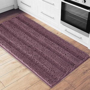 NICETOWN Black Bathroom Floor Mat, Anti-Slip Soft Living Room Bedroom Mat Floor Water Absorbent, Low-Profile Rug Doormat for Entry, Mud Room Mat, Back Door, High Traffic Areas (47 x 24 – inches)(Greyish Purple)