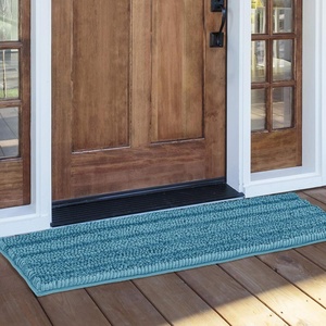 NICETOWN Black Bathroom Floor Mat, Anti-Slip Soft Living Room Bedroom Mat Floor Water Absorbent, Low-Profile Rug Doormat for Entry, Mud Room Mat, Back Door, High Traffic Areas (47 x 24 – inches)(Teal Blue)