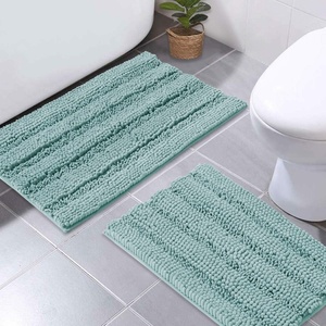 NICETOWN Black Bathroom Floor Mat, Anti-Slip Soft Living Room Bedroom Mat Floor Water Absorbent, Low-Profile Rug Doormat for Entry, Mud Room Mat, Back Door, High Traffic Areas (47 x 24 – inches)(Green)