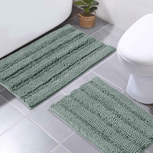 NICETOWN Black Bathroom Floor Mat, Anti-Slip Soft Living Room Bedroom Mat Floor Water Absorbent, Low-Profile Rug Doormat for Entry, Mud Room Mat, Back Door, High Traffic Areas (47 x 24 – inches)(Sage Green)