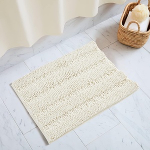 NICETOWN Black Bathroom Floor Mat, Anti-Slip Soft Living Room Bedroom Mat Floor Water Absorbent, Low-Profile Rug Doormat for Entry, Mud Room Mat, Back Door, High Traffic Areas (47 x 24 – inches)(Cream)