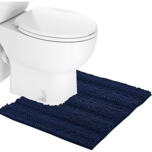 NICETOWN Black Bathroom Floor Mat, Anti-Slip Soft Living Room Bedroom Mat Floor Water Absorbent, Low-Profile Rug Doormat for Entry, Mud Room Mat, Back Door, High Traffic Areas (47 x 24 – inches)(Navy)
