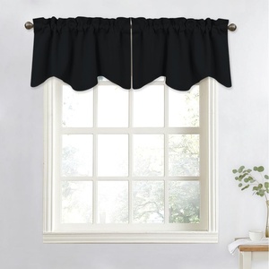 NICETOWN Blackout Floral Kitchen Valances for Windows 52 x 18 Inch Length(Black)