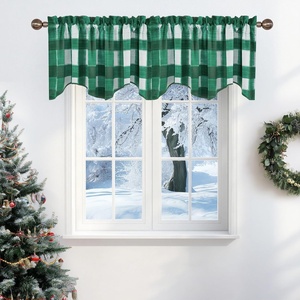 NICETOWN Blackout Floral Kitchen Valances for Windows 52 x 18 Inch Length(Green & White)