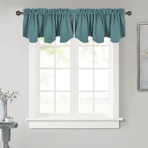 NICETOWN Blackout Floral Kitchen Valances for Windows 52 x 18 Inch Length(Greyish Blue)