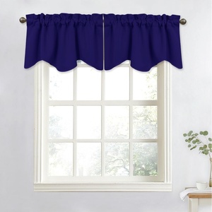NICETOWN Blackout Floral Kitchen Valances for Windows 52 x 18 Inch Length(Navy Blue)