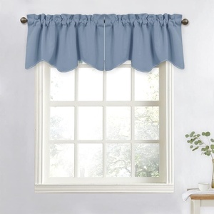 NICETOWN Blackout Floral Kitchen Valances for Windows 52 x 18 Inch Length(Stone Blue)