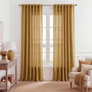 NICETOWN Floral Linen Curtains 84 inches Long Pink Pattern Printed for Girls Bedroom Nursery, Boho Farmhouse Window Sheer Curtain Drapes Aesthetic Light Filtering Privacy 2 Panel Sets, 55″ W(Gold Brown)