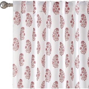 NICETOWN Floral Linen Curtains 84 inches Long Pink Pattern Printed for Girls Bedroom Nursery, Boho Farmhouse Window Sheer Curtain Drapes Aesthetic Light Filtering Privacy 2 Panel Sets, 55″ W(Z- Pink 1)