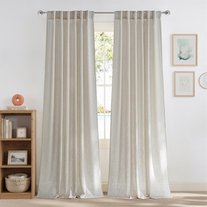 NICETOWN Floral Linen Curtains 84 inches Long Pink Pattern Printed for Girls Bedroom Nursery, Boho Farmhouse Window Sheer Curtain Drapes Aesthetic Light Filtering Privacy 2 Panel Sets, 55″ W(Burlywood Birch)