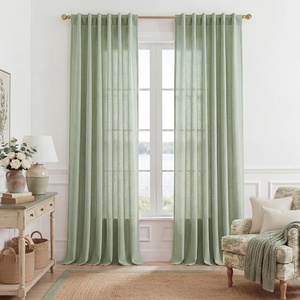 NICETOWN Floral Linen Curtains 84 inches Long Pink Pattern Printed for Girls Bedroom Nursery, Boho Farmhouse Window Sheer Curtain Drapes Aesthetic Light Filtering Privacy 2 Panel Sets, 55″ W(Sage Green)