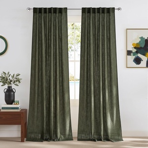 NICETOWN Floral Linen Curtains 84 inches Long Pink Pattern Printed for Girls Bedroom Nursery, Boho Farmhouse Window Sheer Curtain Drapes Aesthetic Light Filtering Privacy 2 Panel Sets, 55″ W(Greyish Moss)