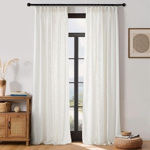 NICETOWN Floral Linen Curtains 84 inches Long Pink Pattern Printed for Girls Bedroom Nursery, Boho Farmhouse Window Sheer Curtain Drapes Aesthetic Light Filtering Privacy 2 Panel Sets, 55″ W(Vanilla)