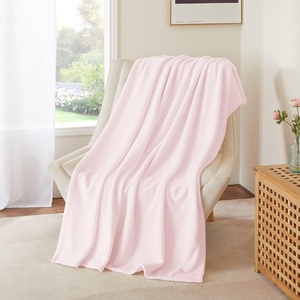 NICETOWN Grey Fleece Twin Blanket – 300GSM Soft Lightweight Plush Cozy Twin Blankets for Bed, Sofa, Couch, Travel, Camping, 60×80 inches(Pink)