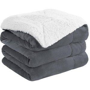 NICETOWN Grey Fleece Twin Blanket – 300GSM Soft Lightweight Plush Cozy Twin Blankets for Bed, Sofa, Couch, Travel, Camping, 60×80 inches(Sherpa & Fleece – Dark Grey)