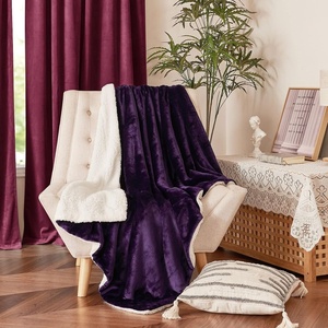 NICETOWN Grey Fleece Twin Blanket – 300GSM Soft Lightweight Plush Cozy Twin Blankets for Bed, Sofa, Couch, Travel, Camping, 60×80 inches(Sherpa & Fleece – Purple)