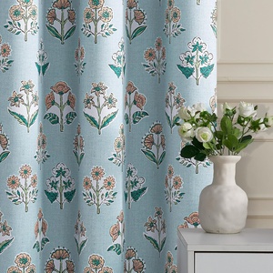 NICETOWN Pastel Floral Blackout Curtains 84 Inch Length, Tropical Wildflowers & Birds Print, Grommet Rustic Thermal Insulated Botanical Curtains for Bedroom Living Room, 2 Panels, 52W x 84L(Bloom Stamp| Sapphire Breeze)
