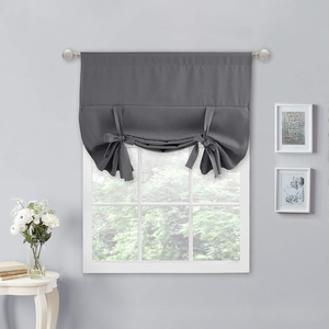NICETOWN Thermal Insulated Blackout Short Curtain – Bathroom Curtain Gray Tie Up Shade for Small Window, Window Valance Balloon Roman Blind (Rod Pocket Panel, 46 inches W x 63 inches L)(Grey)