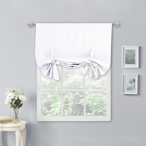 NICETOWN Thermal Insulated Blackout Short Curtain – Bathroom Curtain Gray Tie Up Shade for Small Window, Window Valance Balloon Roman Blind (Rod Pocket Panel, 46 inches W x 63 inches L)(Pure White)