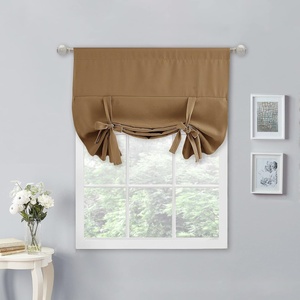 NICETOWN Thermal Insulated Blackout Short Curtain – Bathroom Curtain Gray Tie Up Shade for Small Window, Window Valance Balloon Roman Blind (Rod Pocket Panel, 46 inches W x 63 inches L)(Gold Brown)