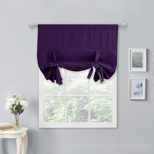 NICETOWN Thermal Insulated Blackout Short Curtain – Bathroom Curtain Gray Tie Up Shade for Small Window, Window Valance Balloon Roman Blind (Rod Pocket Panel, 46 inches W x 63 inches L)(Royal Purple)