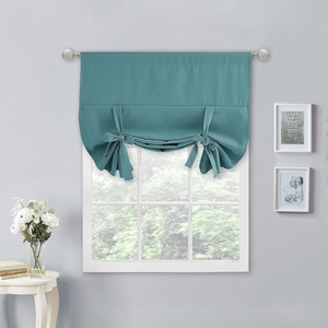 NICETOWN Thermal Insulated Blackout Short Curtain – Bathroom Curtain Gray Tie Up Shade for Small Window, Window Valance Balloon Roman Blind (Rod Pocket Panel, 46 inches W x 63 inches L)(Sea Teal)