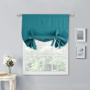 NICETOWN Thermal Insulated Blackout Short Curtain – Bathroom Curtain Gray Tie Up Shade for Small Window, Window Valance Balloon Roman Blind (Rod Pocket Panel, 46 inches W x 63 inches L)(Peacock Teal)