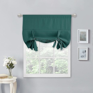 NICETOWN Thermal Insulated Blackout Short Curtain – Bathroom Curtain Gray Tie Up Shade for Small Window, Window Valance Balloon Roman Blind (Rod Pocket Panel, 46 inches W x 63 inches L)(Hunter Green)