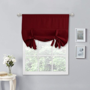 NICETOWN Thermal Insulated Blackout Short Curtain – Bathroom Curtain Gray Tie Up Shade for Small Window, Window Valance Balloon Roman Blind (Rod Pocket Panel, 46 inches W x 63 inches L)(Burgundy Red)