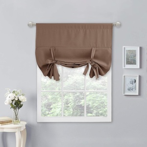 NICETOWN Thermal Insulated Blackout Short Curtain – Bathroom Curtain Gray Tie Up Shade for Small Window, Window Valance Balloon Roman Blind (Rod Pocket Panel, 46 inches W x 63 inches L)(Cappuccino)