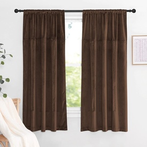NICETOWN Thermal Insulated Blackout Short Curtain – Bathroom Curtain Gray Tie Up Shade for Small Window, Window Valance Balloon Roman Blind (Rod Pocket Panel, 46 inches W x 63 inches L)(Velvet Coffee Brown)
