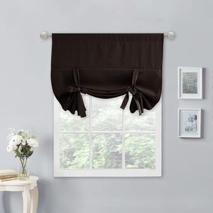 NICETOWN Thermal Insulated Blackout Short Curtain – Bathroom Curtain Gray Tie Up Shade for Small Window, Window Valance Balloon Roman Blind (Rod Pocket Panel, 46 inches W x 63 inches L)(Toffee Brown)