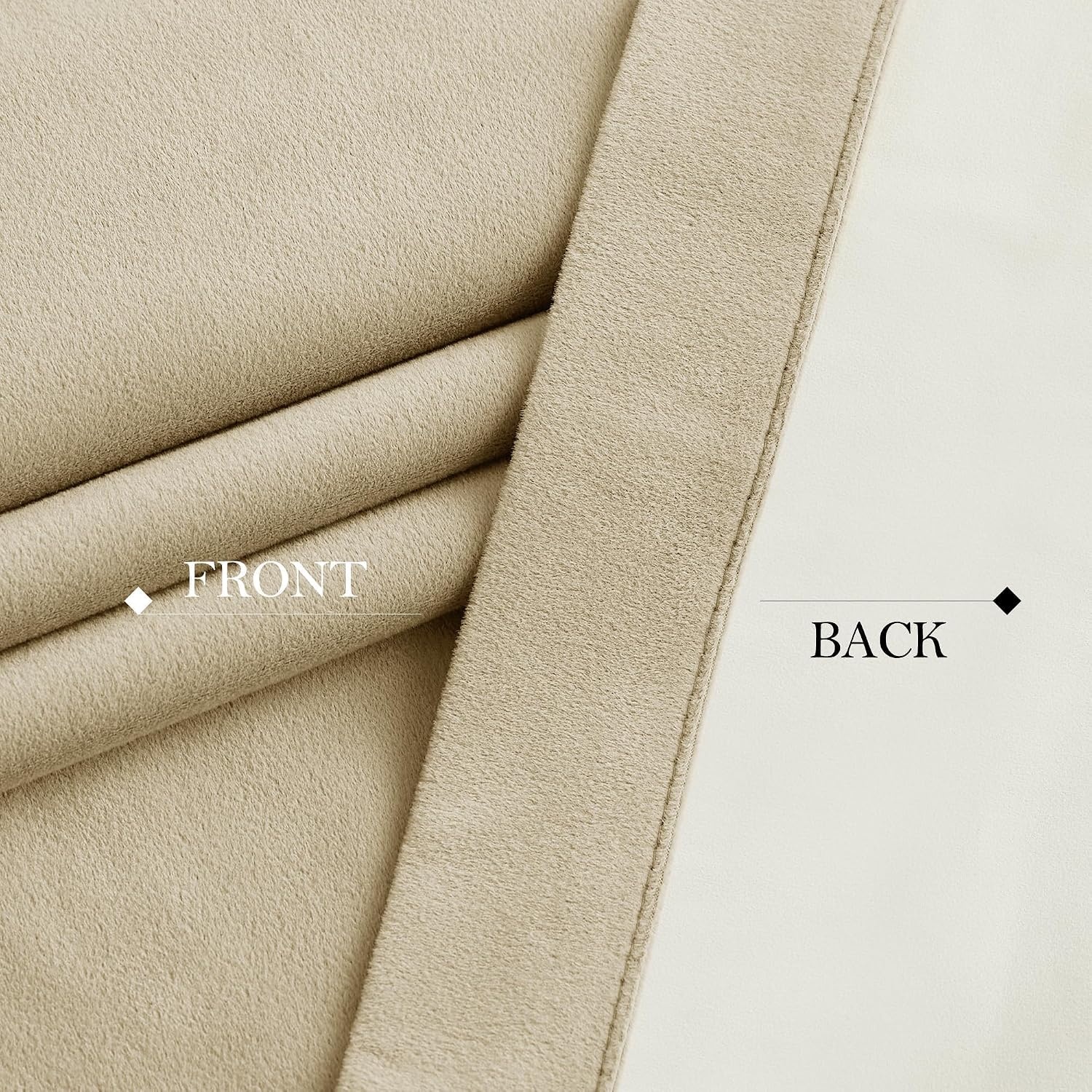image:imageNICETOWN Gold Brown 90 inch Long Velvet Curtains amp Drapes 2 Panels100 Blackout Beige