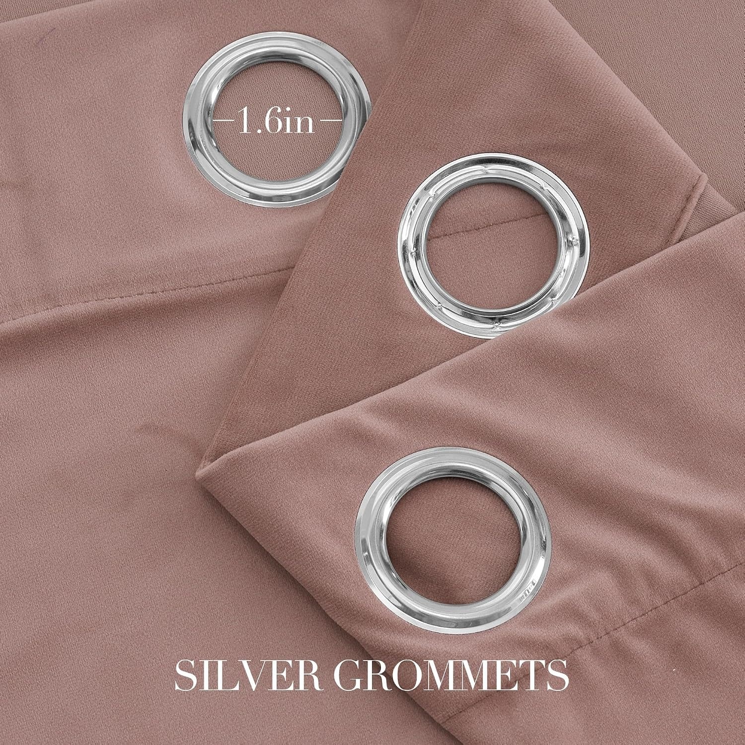 image:imageNICETOWN Gold Brown 90 inch Long Velvet Curtains amp Drapes 2 PanelsDusty Pink